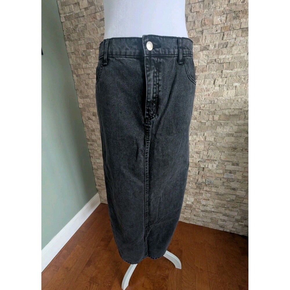 Alt Emo Y2K Punk Indie Sleaze Acid Wash Denim Midi Skirt Sz S 100% Cotton Slit image 4